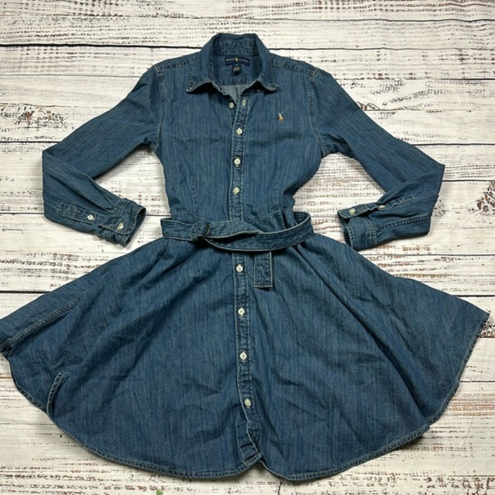 Ralph Lauren belted cotton shirt dress fit & flare size 14